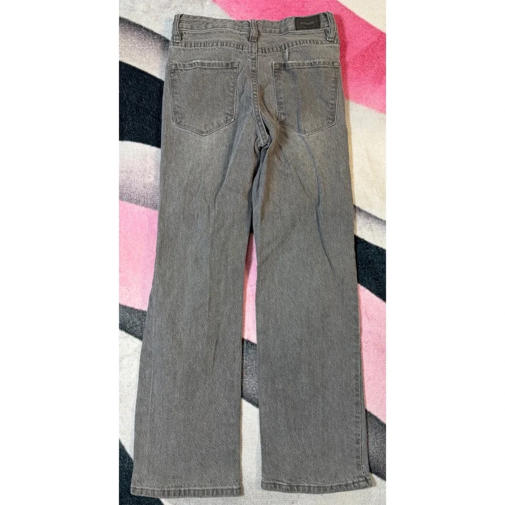 RSQ Girls Wide Leg Jeans Size 12 Grey Distressed Denim Charcoal Wash Pants